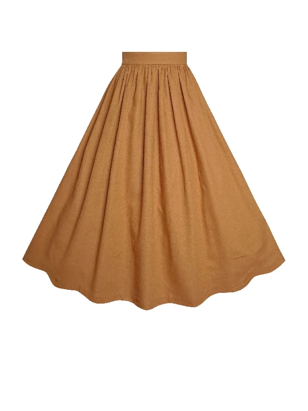 Designer maxi skirts for upscale bohemian flair -MTO - Lola Skirt in Caramel Linen