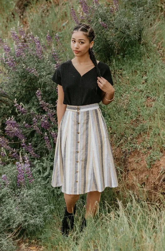 Luxury skirts with shimmering sequin details -Bae Skirt in Linen Stripe