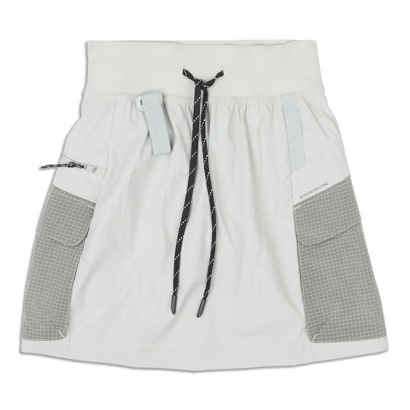 Linen Shorts for Breathable Wear -Multi-Pocket Cargo High-Rise Hiking Skirt