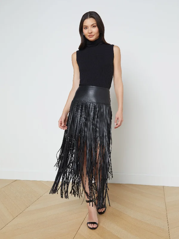 Bold floral skirts for vibrant spring fashion -Karolina Fringe Skirt