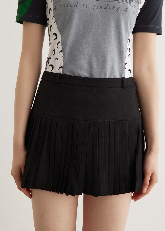 Designer mini skirts for high-end appeal -Moon Diamond Jacquard Pleated Skirt