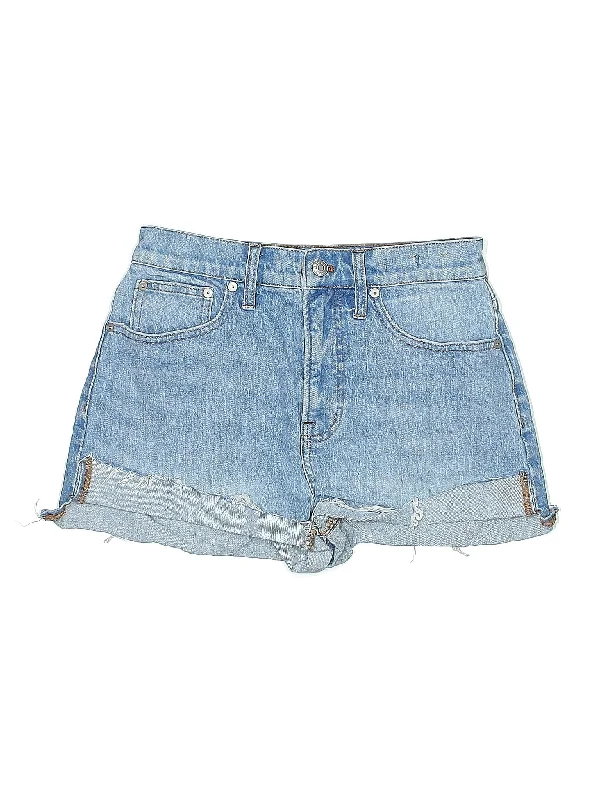 Beaded Shorts for Glamorous -Mid-Rise Denim Shorts in Medium Wash