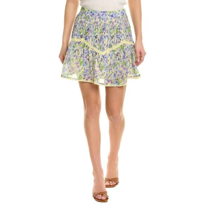 Anna High Waisted Mini Skirt In Yellow Floral