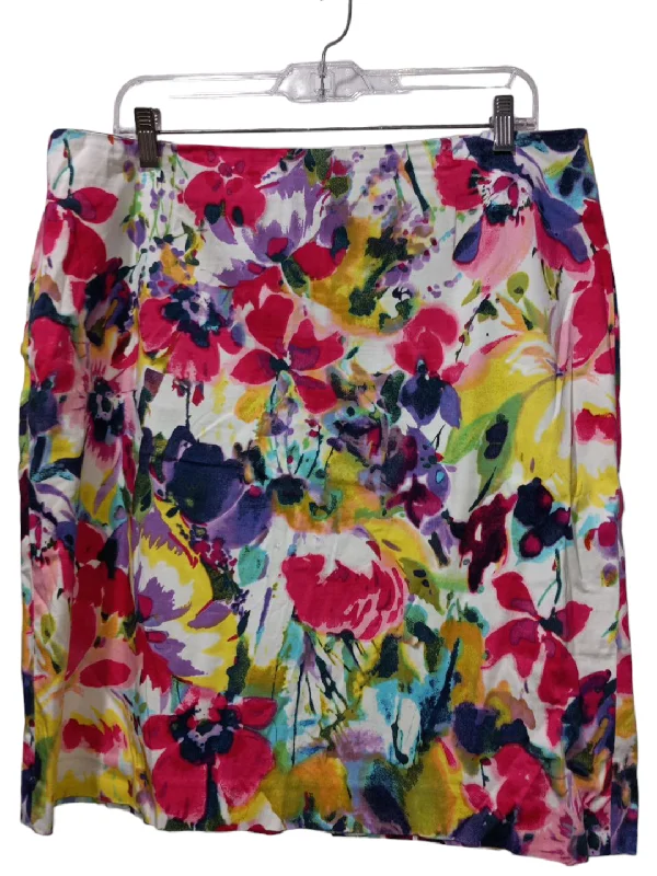 High-waisted pencil skirts for professional office wear -Floral Print Skirt Midi Jones Wear, Size L