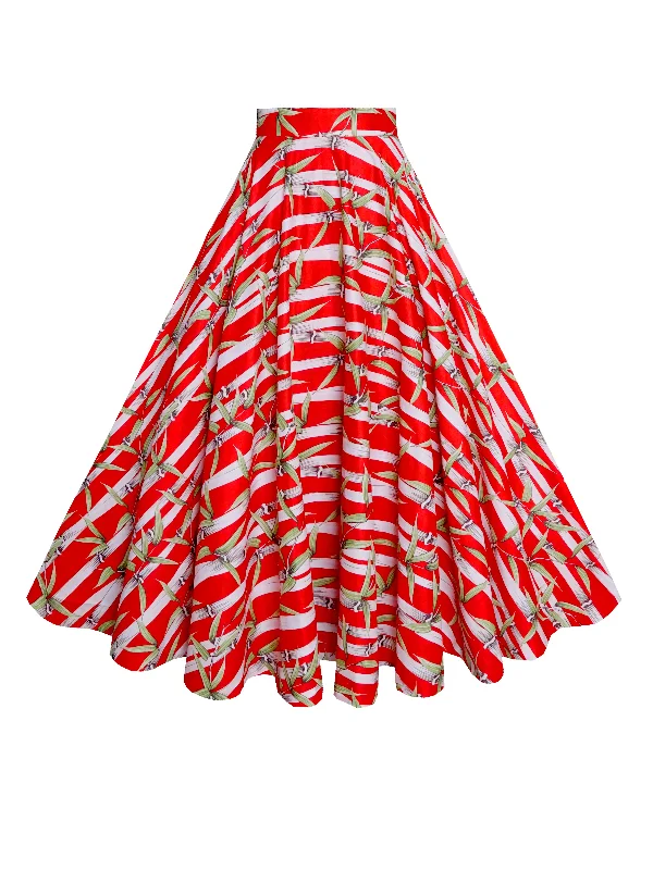 Ruffled skirts for feminine playful charm -MTO - Lindy Skirt Red “Panda Retreat”