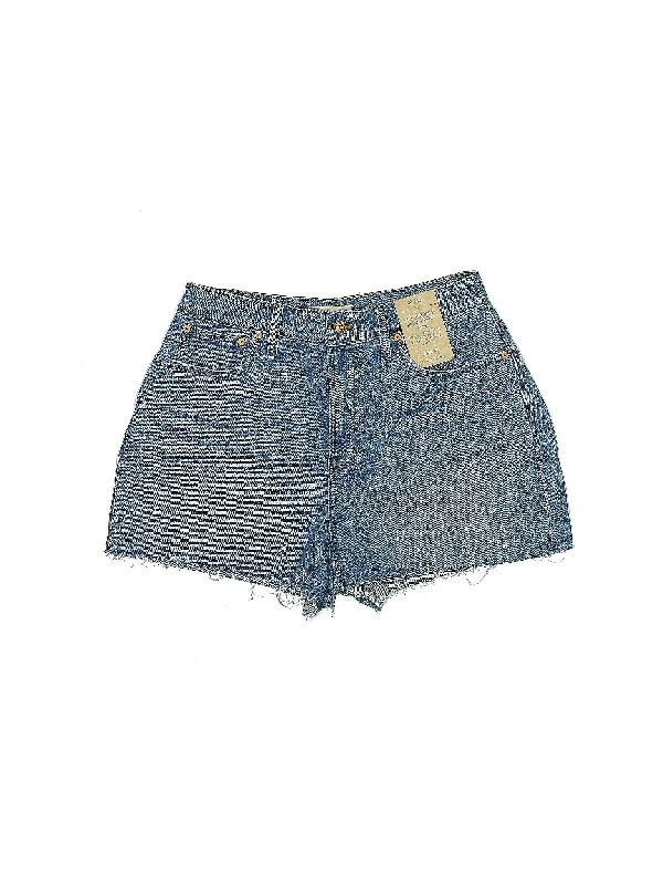 Midi Skirts for Versatile Wear -High-Rise Denim Shorts in Medium Wash