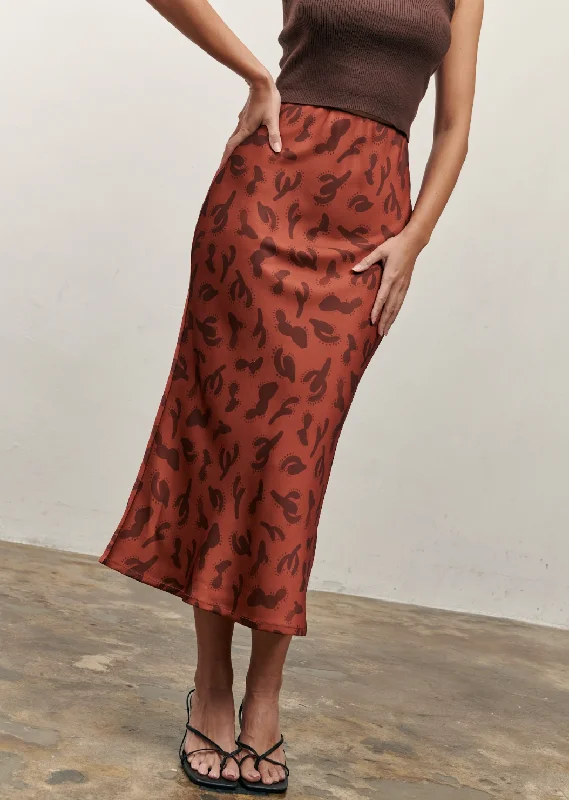 Leather Shorts for Luxury Look -The Olivia Slip Skirt Burnt Cactus Print