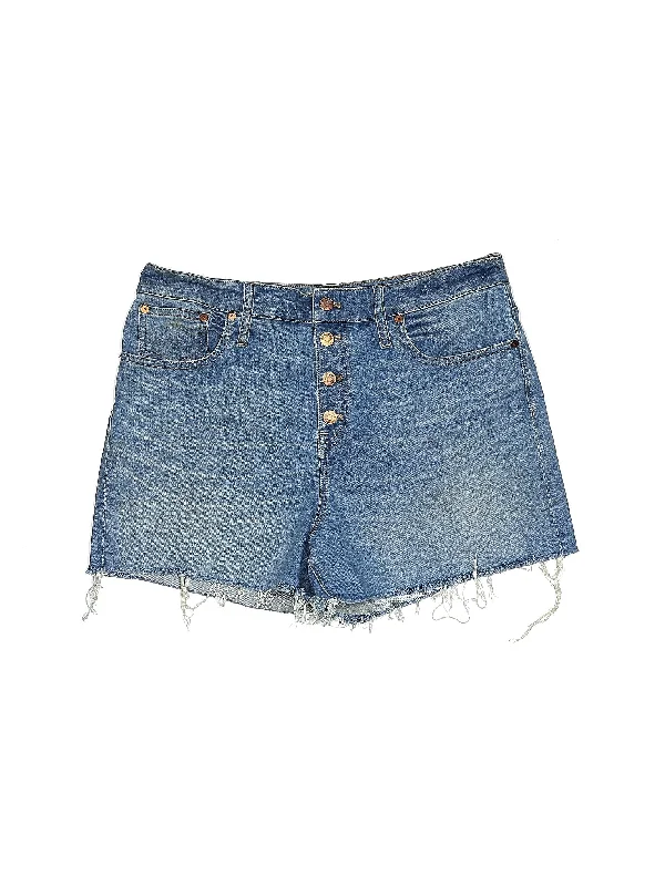 Midi Skirts for Versatile Wear -High-Rise Denim Shorts in Medium Wash