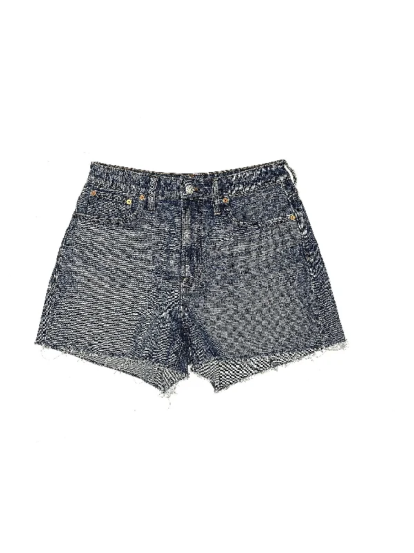 Patchwork Shorts for Unique -High-Rise Denim Shorts in Medium Wash