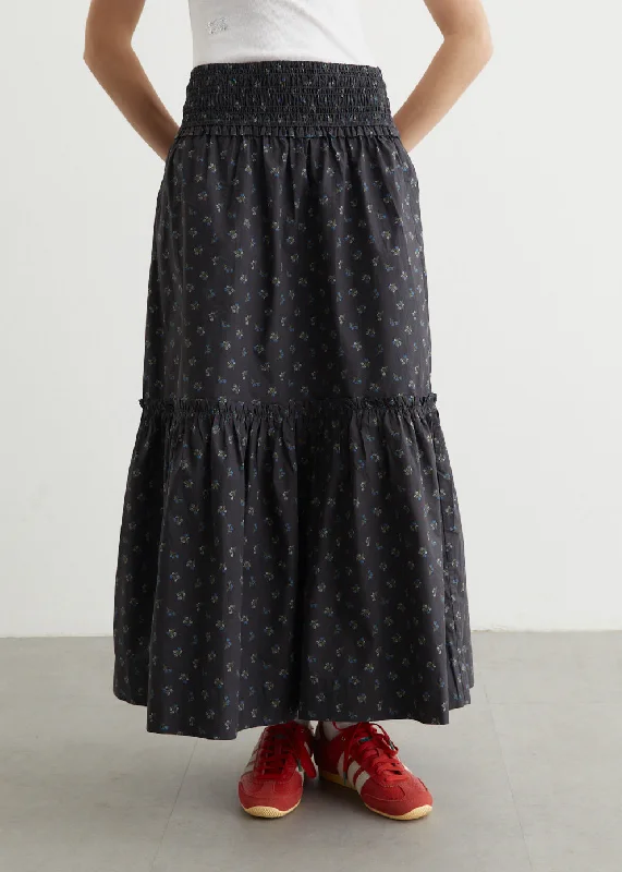 High-waisted pencil skirts for professional office wear -Printed Cotton Smock Maxi Skirt