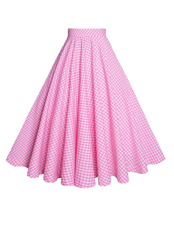 Bold floral skirts for vibrant spring fashion -MTO - Lindy Skirt Pink Medium Gingham