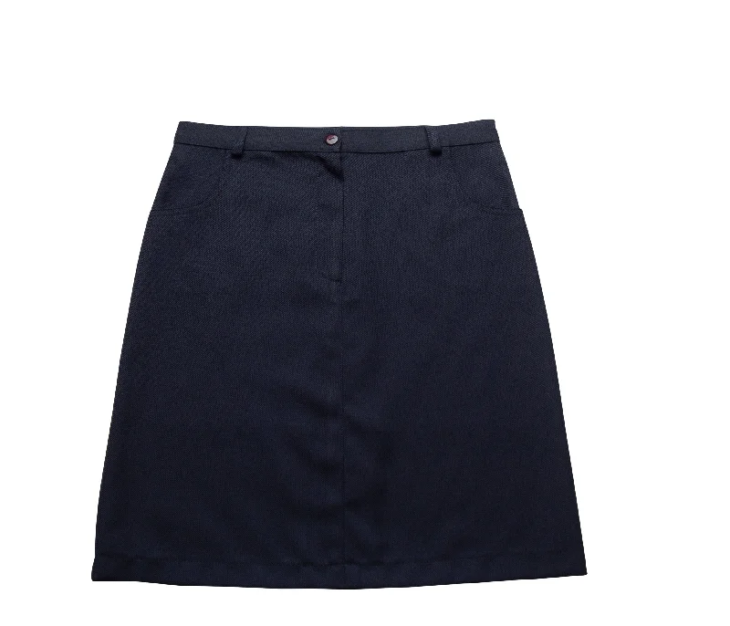 Patterned midi skirts for eye-catching style -Plain Navy Skirt