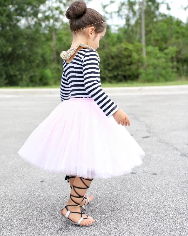 A-line mini skirts for fun flirty looks -Clarisa Kids Blush Pink Puffy Tulle Skirt