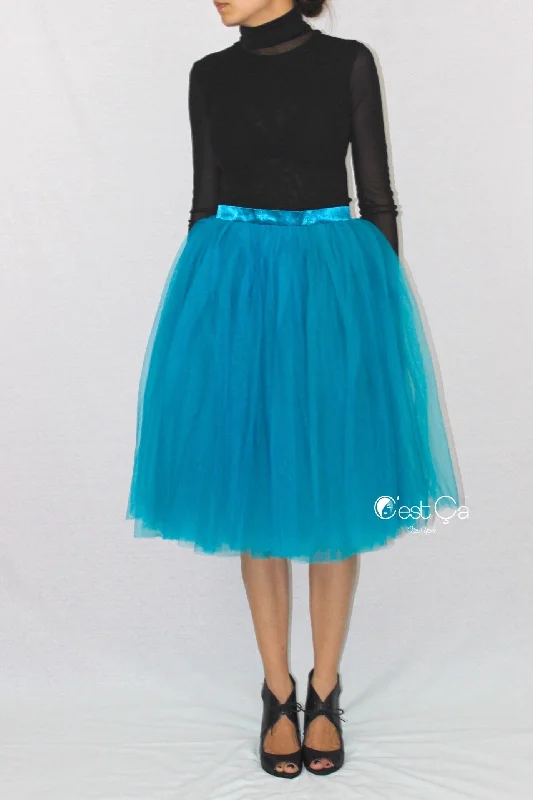 Durable cotton skirts for tough daily use -Colette Teal Soft Tulle Skirt - Midi