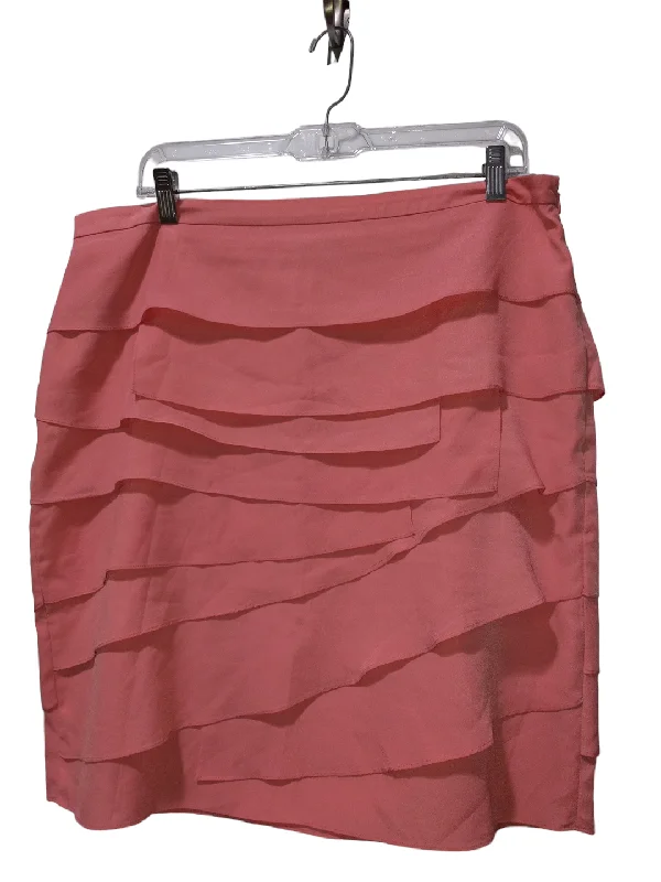 Patterned skirts with unique abstract art -Pink Skirt Midi August Silk, Size L