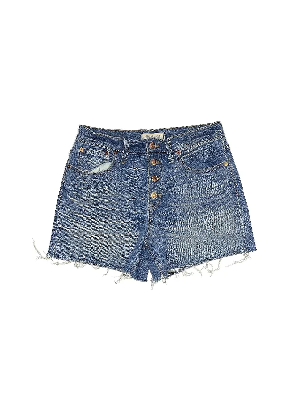 Satin Skirts for Shiny -Denim Shorts in Medium Wash