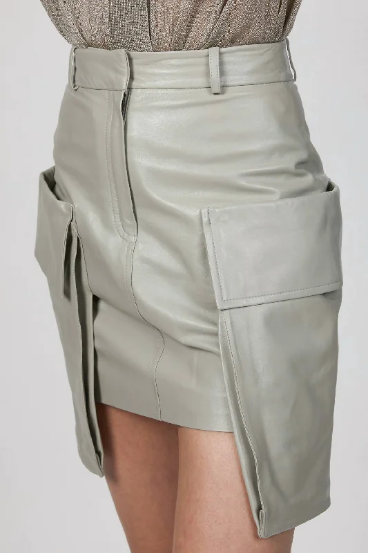 Mini Cargo Leather Skirt In Fresh Breeze