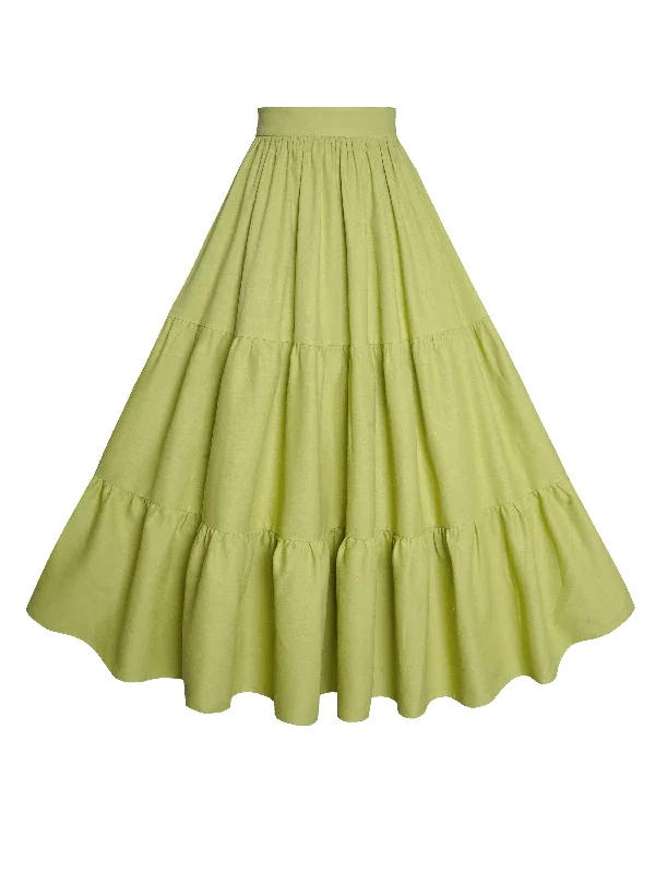 Wrap skirts for adjustable stylish fit -MTO - Pippa Skirt in Pistachio Green Linen