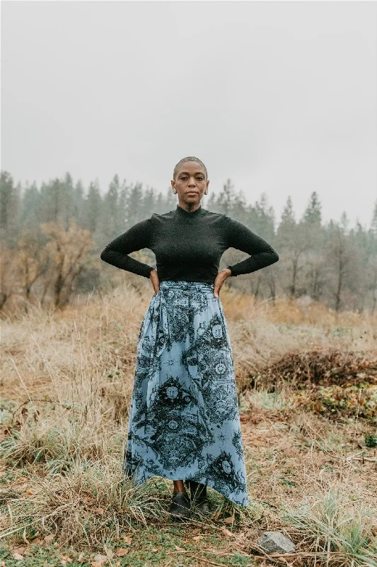 A-line skirts for classic wardrobe essentials -Maxi Wrap Skirt in Earth Worship