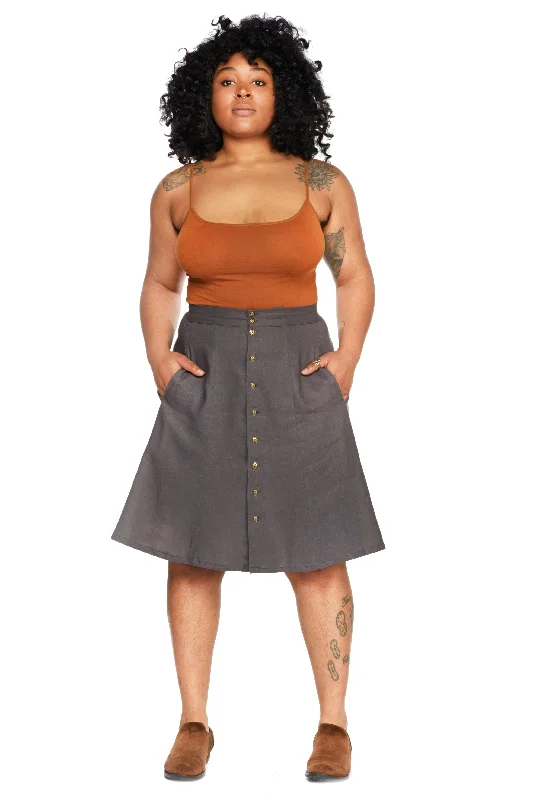 High-waisted pencil skirts for professional office wear -Bae Skirt in Charcoal Linen