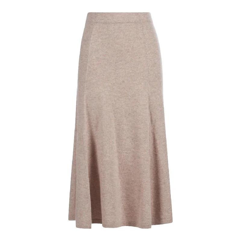 Classic black pencil skirts for office chic -Fluted Cashmere Skirt - Multibeige