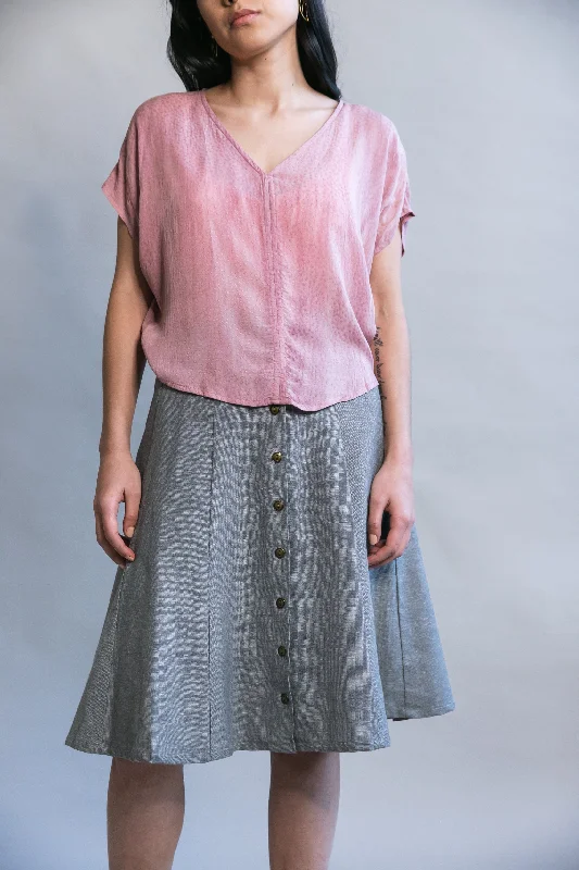 Bold skirts with bright color pops -Bae Skirt in Taupe Linen