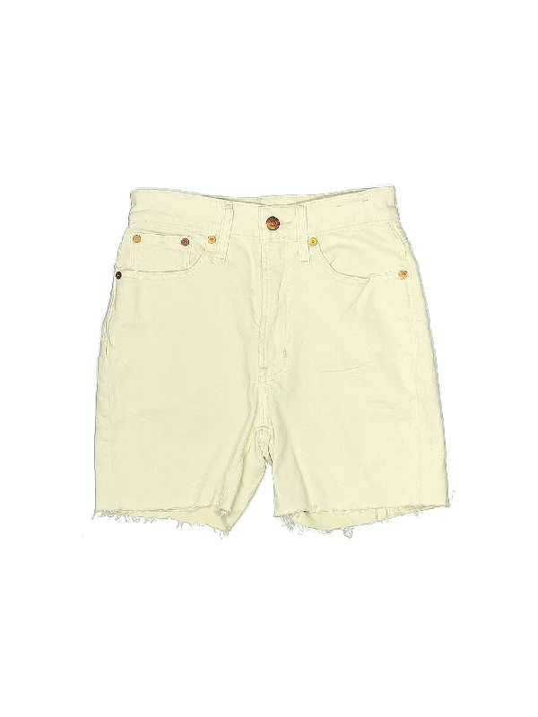 Off-Shoulder Skirts for Feminine -High-Rise Denim Shorts in Light Wash