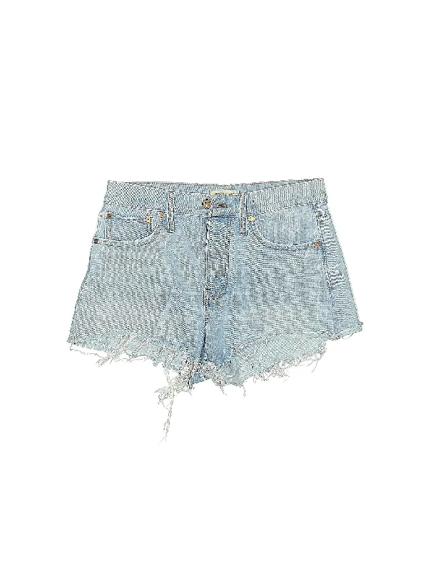 Mini Skirts for Sexy Appeal -High-Rise Denim Shorts in Light Wash