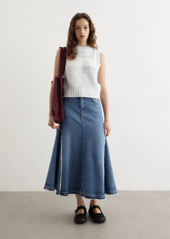 Flowy maxi skirts for breezy summer style -Heavy Denim Midi Skirt