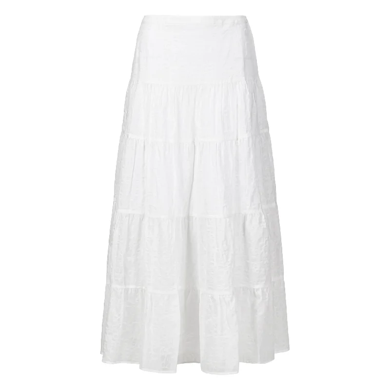 Durable skirts for long-lasting wardrobe staples -Fiji Tiered Fitted Waist Skirt - White