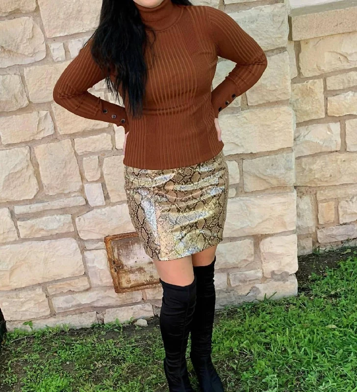 Leather Skirt In Snake Print