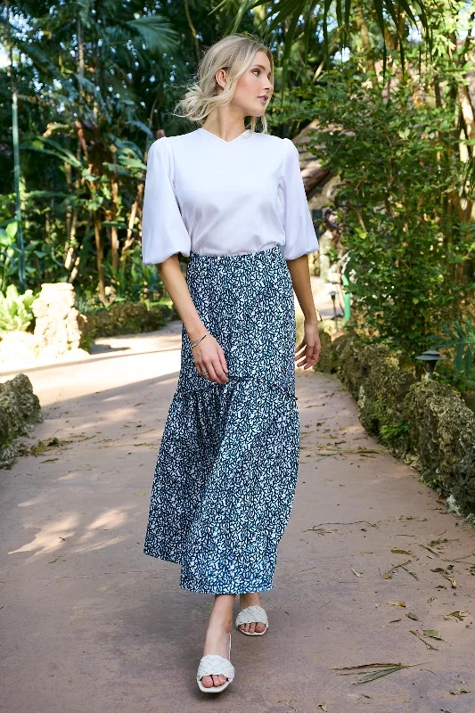 Trendy skirts with modern cutout designs -BUTTON FRONT PRARIE SKIRT- PRINT