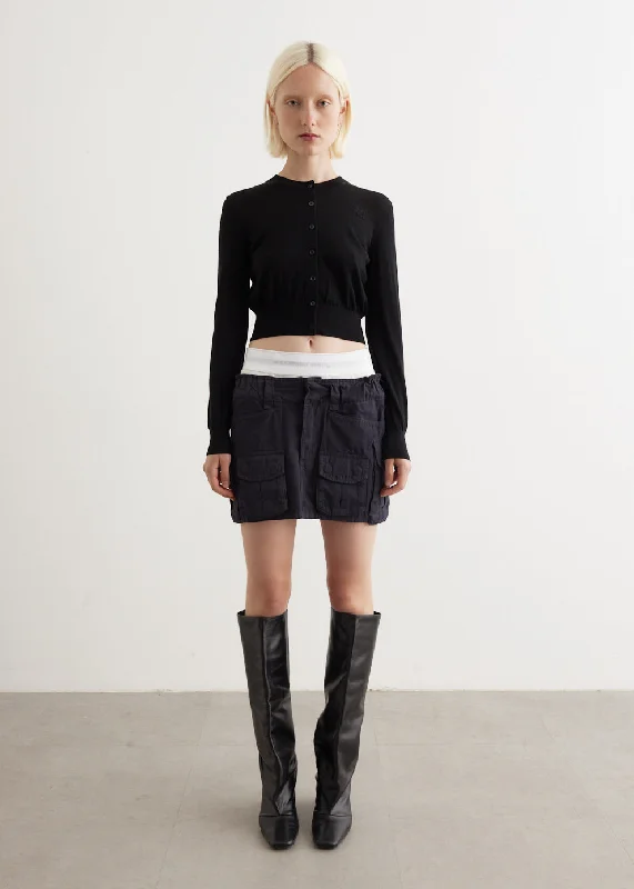 Classic black skirts for versatile outfit pairing -Pre-Styled Cargo Skirt With Logo Elastic