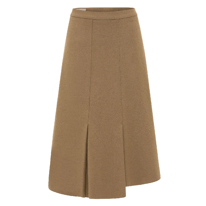 A-line skirts for classic wardrobe essentials -Asymmetrical Wool Skirt - Camel