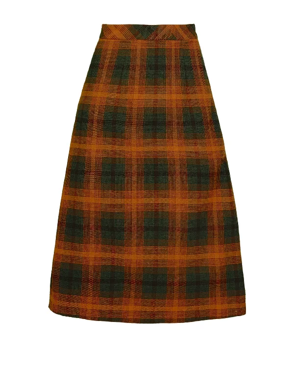 Designer maxi skirts for upscale bohemian flair -MTO - Turner A-line Skirt "Hunters Plaid"