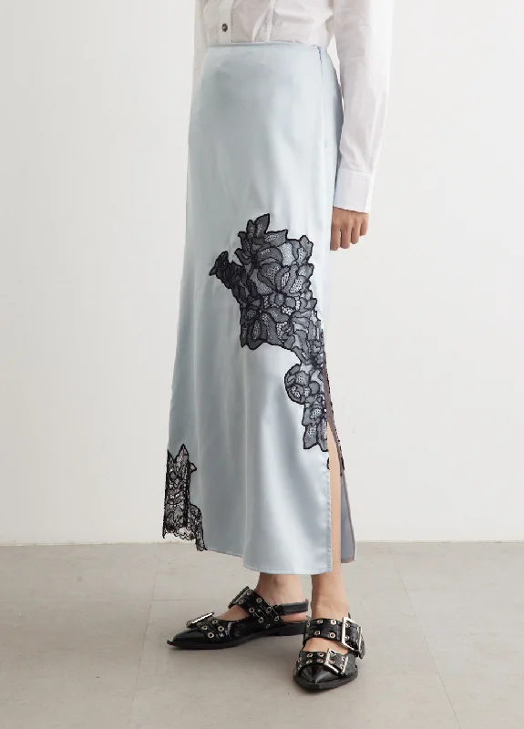 Casual linen skirts for breezy days -Satin Lace Skirt