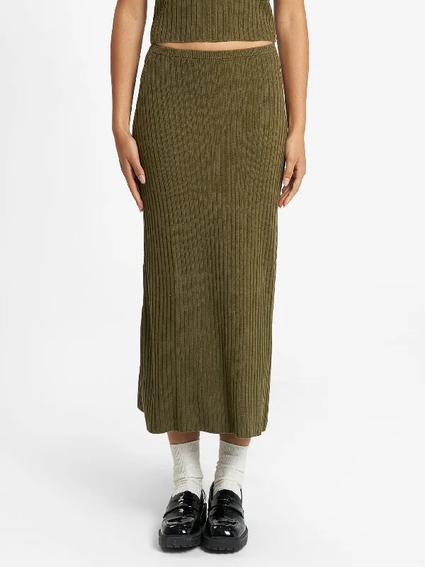 Wool Skirts for Warmth -Bronte Knit Skirt - Tarmac