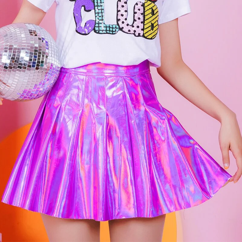 Vintage skirts with classic floral prints -Holographic Princess Skirt