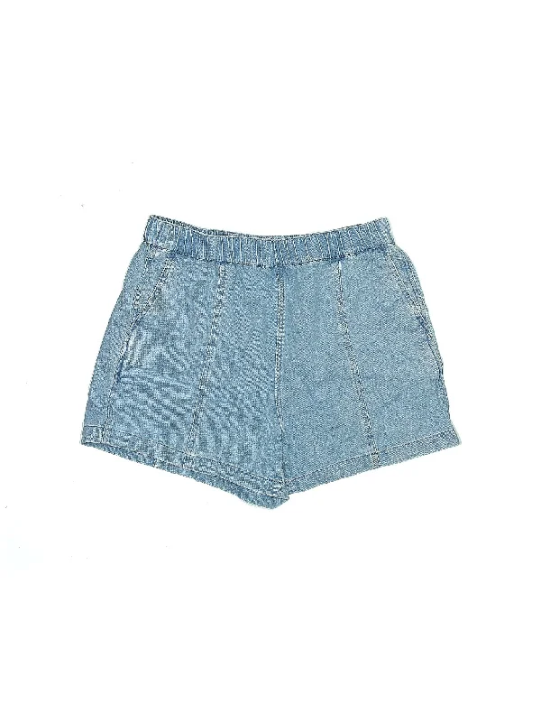 Striped Skirts for Fashionable -Elastic Denim Shorts in Light Wash