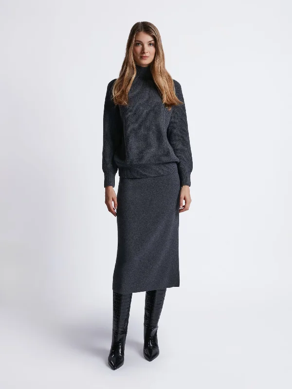 High-waisted skirts for slimming chic style -Wool cashmere straight skirt