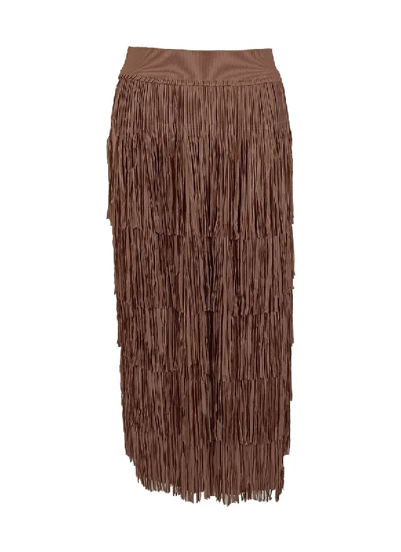 Affordable skirts with trendy slit details -9240014 Retro Tassel Pleated Skirt