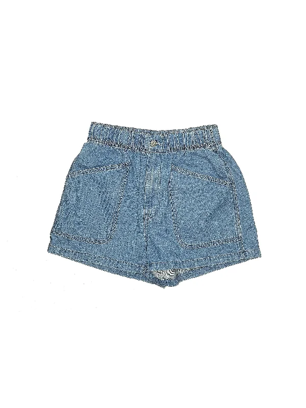 A-line Skirts for Flattering -High-Rise Denim Shorts in Medium Wash