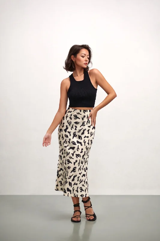 A-line Skirts for Flattering -The Olivia Slip Skirt - Cactus Print