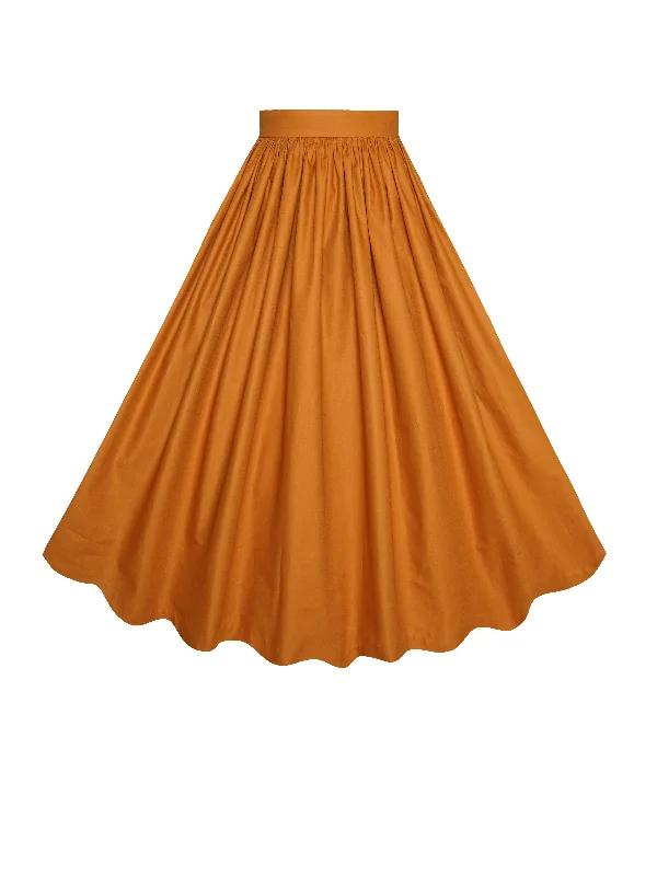 Ruffled midi skirts for delicate feminine touch -MTO - Lola Skirt Terra Cotta Brown Cotton