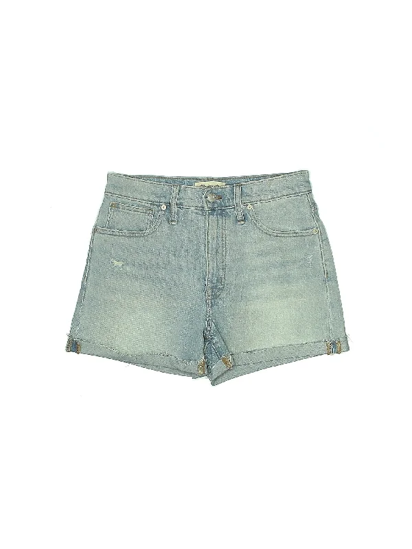 Sequined Shorts for Sparkle -High-Rise Denim Shorts in Light Wash