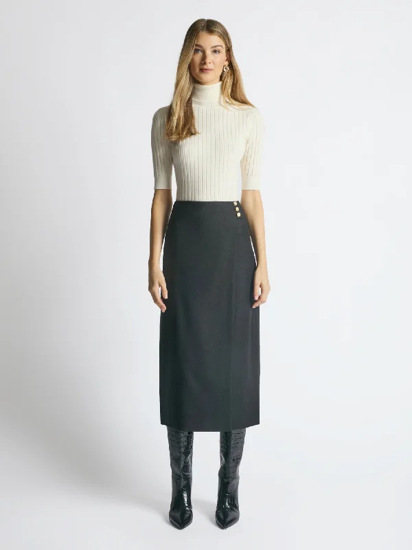 Lightweight linen skirts for breathable wear -Flannel wrap skirt