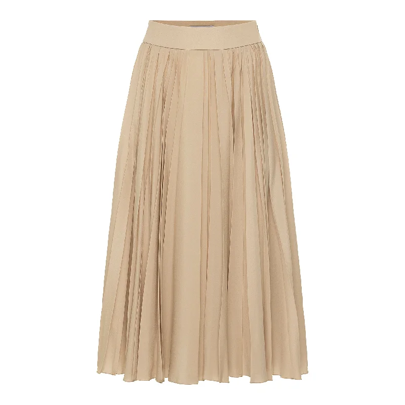 Lightweight skirts with airy fabric weave -Pleated Skirt - Latte