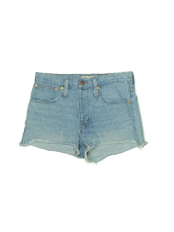 Fringed Shorts for Bohemian -High-Rise Denim Shorts in Medium Wash