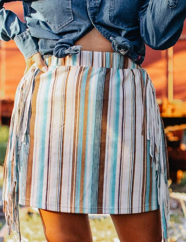 Rodeo Ready Fringe Skirt In Multi