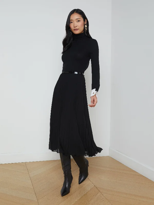 Affordable skirts with trendy slit details -Fernanda Pleated Skirt